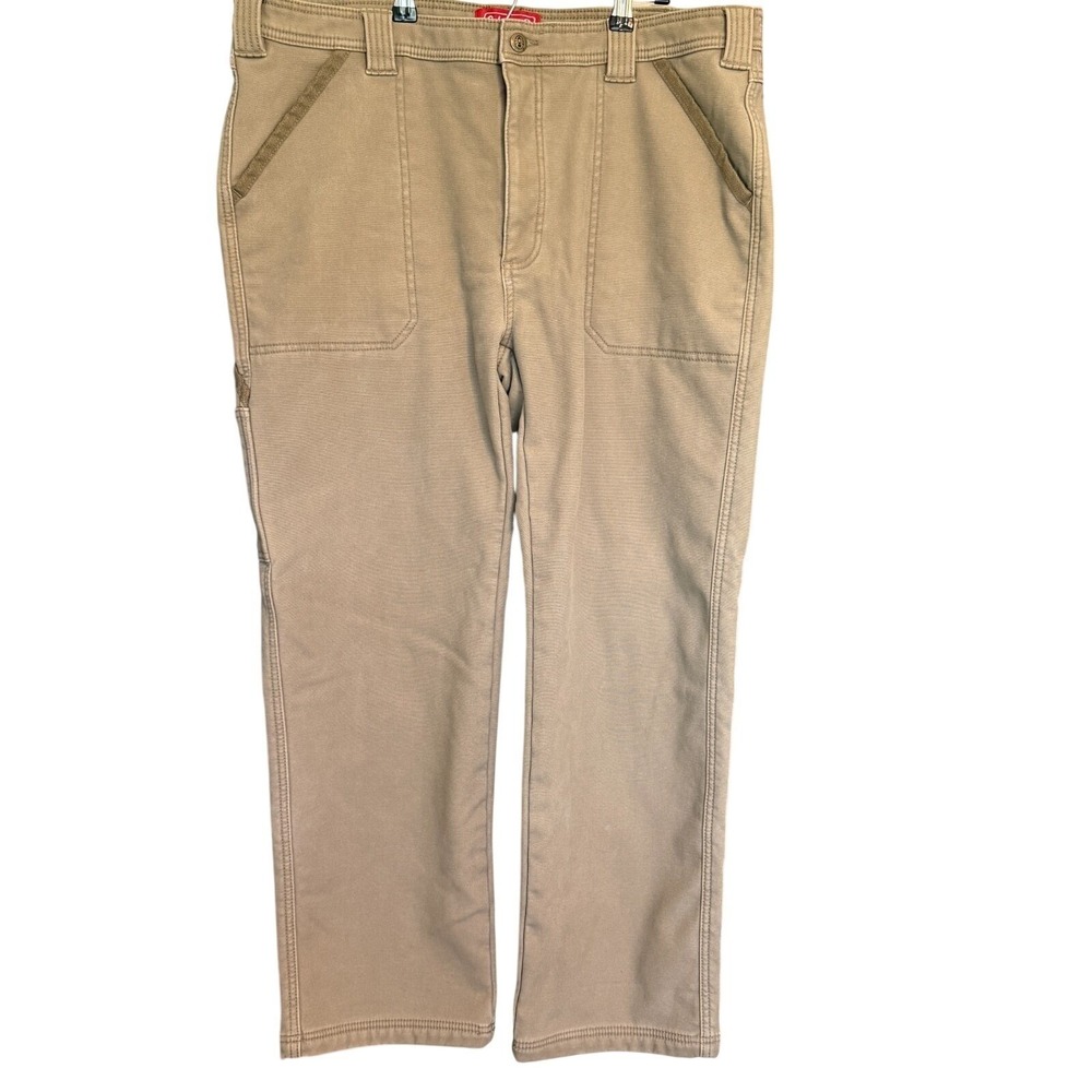 Coleman Mens 38/32 Fleece Lined Khaki Cargo Pants Outdoors Utility Hiking Trails